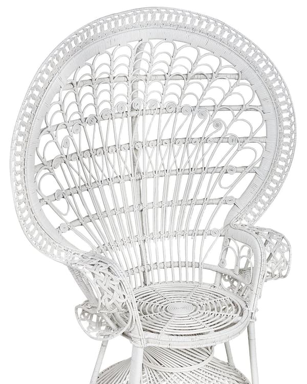 Beige Påfuglelænestol Rattan 150 x 68 cm Fletflettet Hynde til Højt Rygsæde