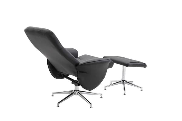 Rolf fåtölj recliner med fotpall PU konstläder svart.