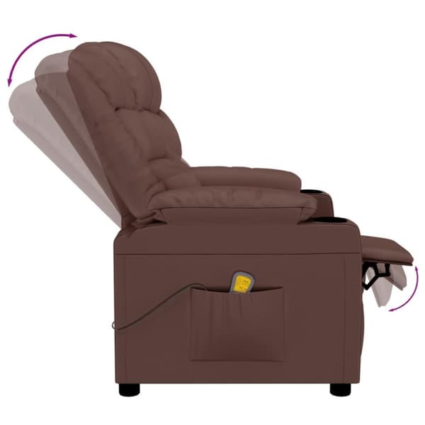 vidaXL Massagefåtölj brun konstläder