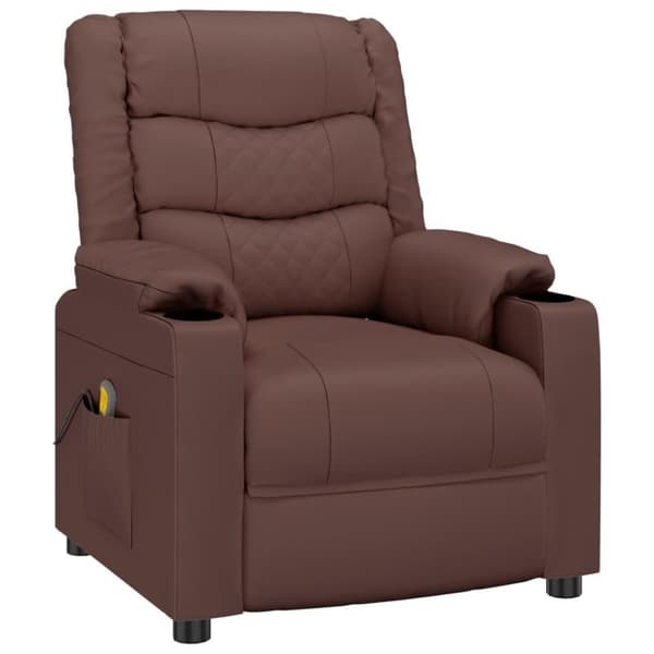 vidaXL Massagefåtölj brun konstläder