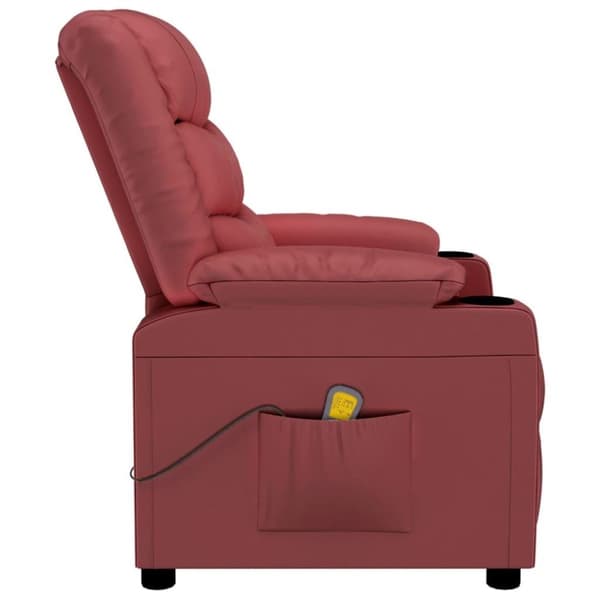 vidaXL Massagefåtölj vinröd konstläder