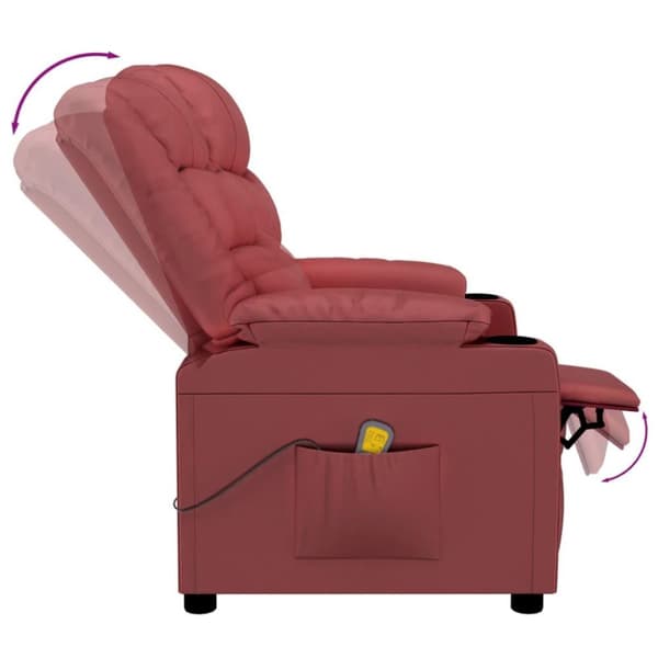 vidaXL Massagefåtölj vinröd konstläder