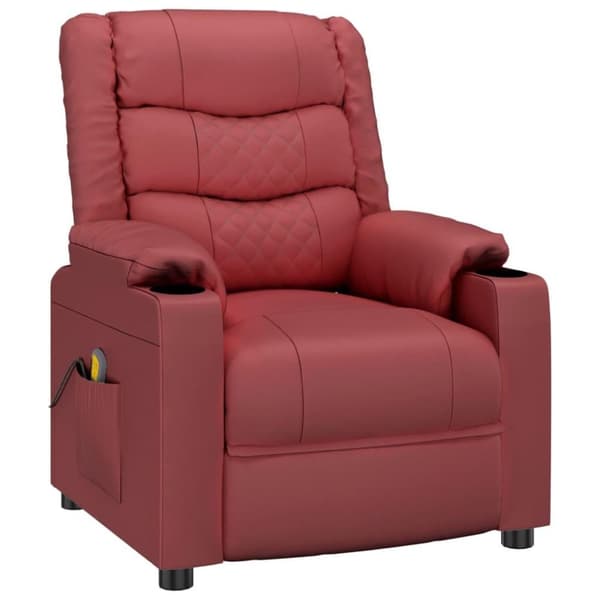 vidaXL Massagefåtölj vinröd konstläder