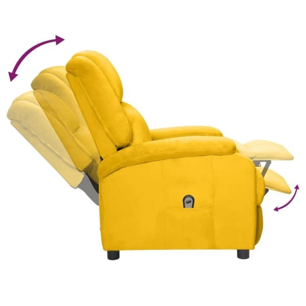 vidaXL Elektrisk Reclinerfåtölj gul sammet