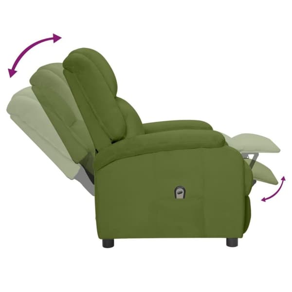 vidaXL Elektrisk reclinerfåtölj ljusgrön sammet