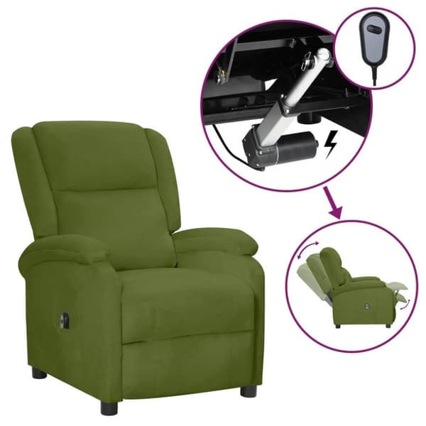 vidaXL Elektrisk reclinerfåtölj ljusgrön sammet