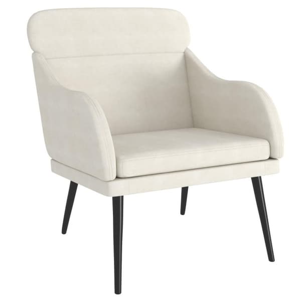 vidaXL lænestol 63x76x80 cm velour cremefarvet