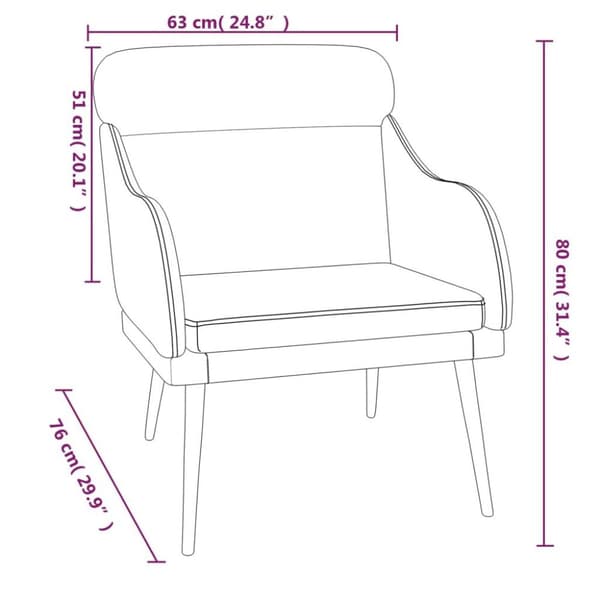 vidaXL lænestol 63x76x80 cm velour blå