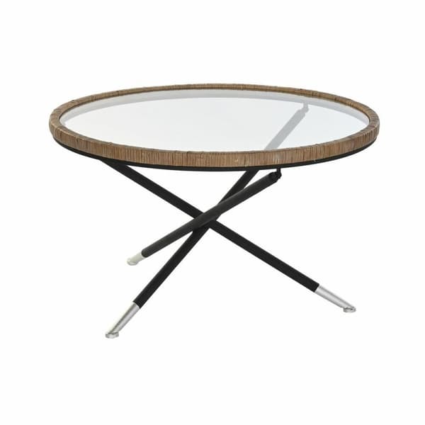 Sofabord DKD Home Decor 80 x 80 x 48 cm Krystal Natur Sølvfarvet Sort Metal