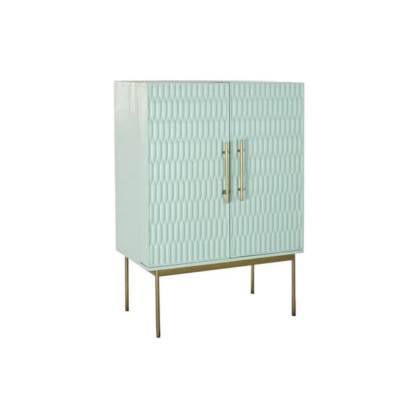 Skænk DKD Home Decor Flaskereol Metal Træ Turkisblå (90 x 48 x 130 cm)