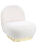 Miniatyrbilde 4 av 9: Lenestol Hvit Boucle Polstring Gull Glamour Moderne Art Deco