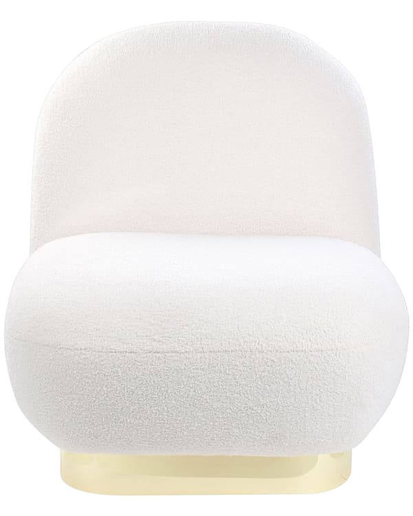 Lenestol Hvit Boucle Polstring Gull Glamour Moderne Art Deco
