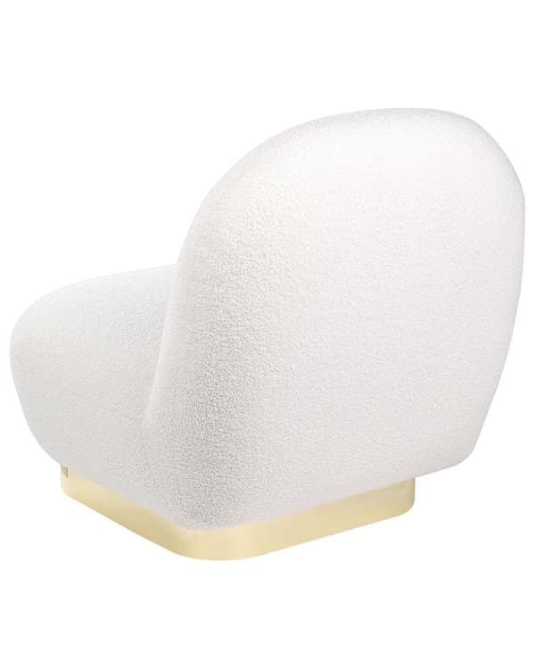 Lenestol Hvit Boucle Polstring Gull Glamour Moderne Art Deco