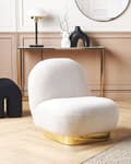 Miniatyrbilde 2 av 9: Lenestol Hvit Boucle Polstring Gull Glamour Moderne Art Deco