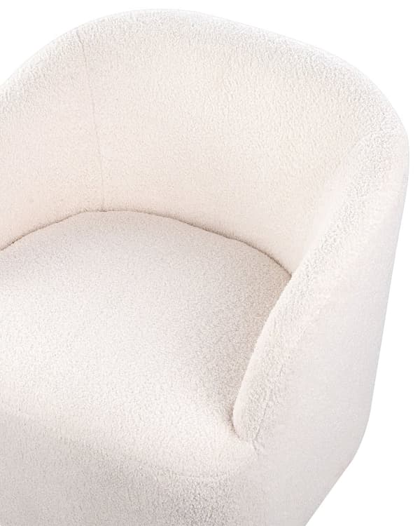 Lenestol Hvit Boucle Stoff Soft Gullbase Retro Glamour Art Deco