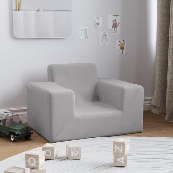Barnsoffa Ljusgrå Mjuk Plysch - Rak
