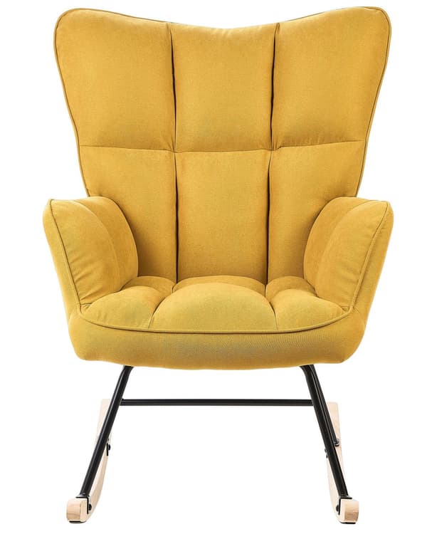 Gungstol Gul Polyester Tyg Klädsel Trämedar Modern Design Biscuit-Tufting Vardagsrum