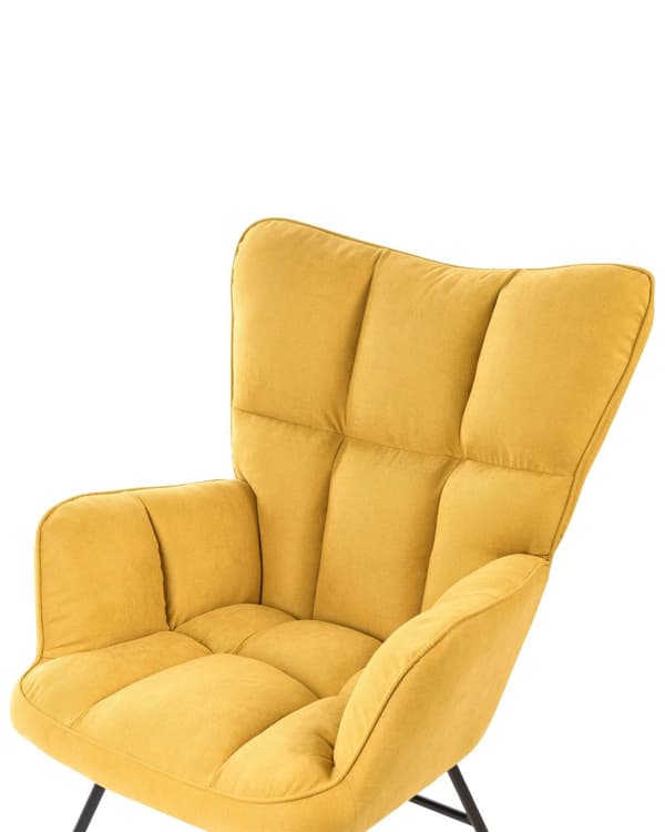 Gungstol Gul Polyester Tyg Klädsel Trämedar Modern Design Biscuit-Tufting Vardagsrum