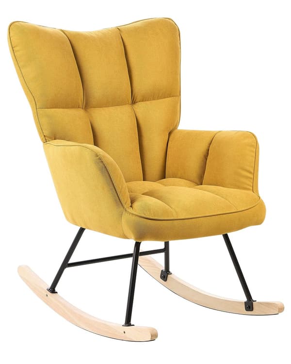 Gungstol Gul Polyester Tyg Klädsel Trämedar Modern Design Biscuit-Tufting Vardagsrum
