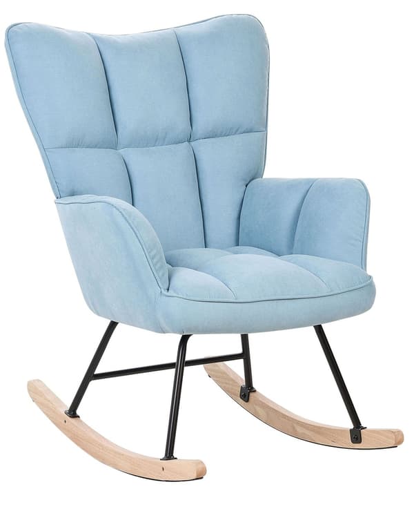Gyngestol Blå Polyester Stoff Tre Moderne design Soverom Stue Lenestol Innredning