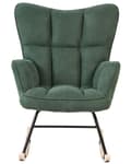 Miniatyrbilde 4 av 8: Gyngestol Mørkegrønn Polyester Stoff Tre Moderne design Soverom Stue Lenestol Innredning