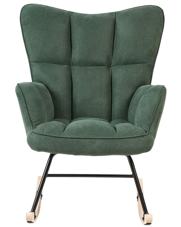 Gyngestol Mørkegrønn Polyester Stoff Tre Moderne design Soverom Stue Lenestol Innredning