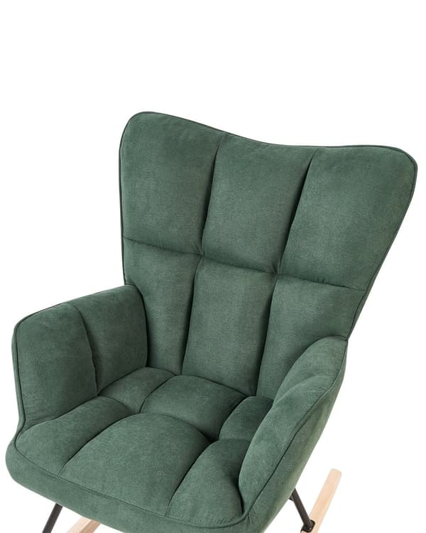 Gyngestol Mørkegrønn Polyester Stoff Tre Moderne design Soverom Stue Lenestol Innredning