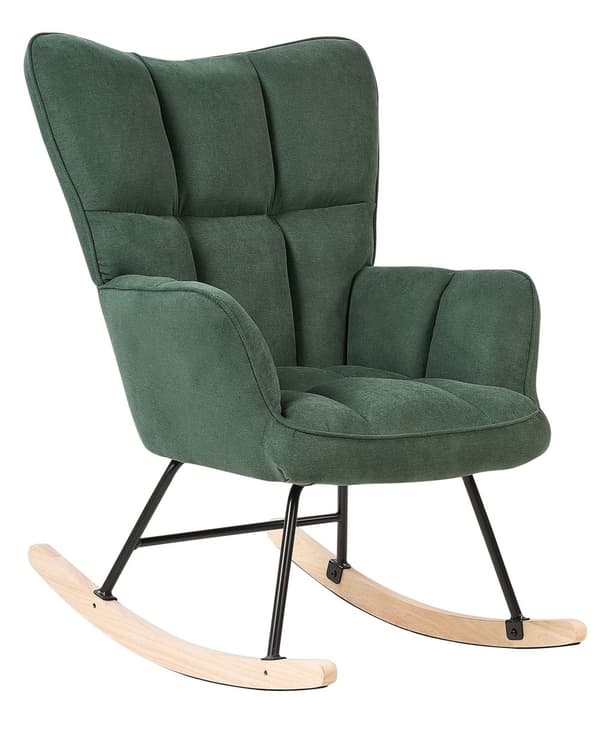 Gyngestol Mørkegrønn Polyester Stoff Tre Moderne design Soverom Stue Lenestol Innredning