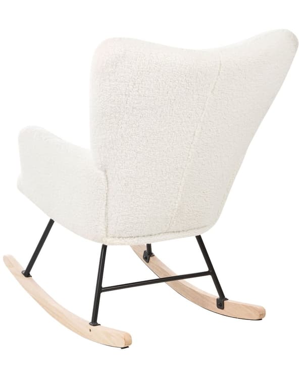 Gyngestol Hvit Bouclé Stoff Tre Moderne design Soverom Stue Lenestol Innredning