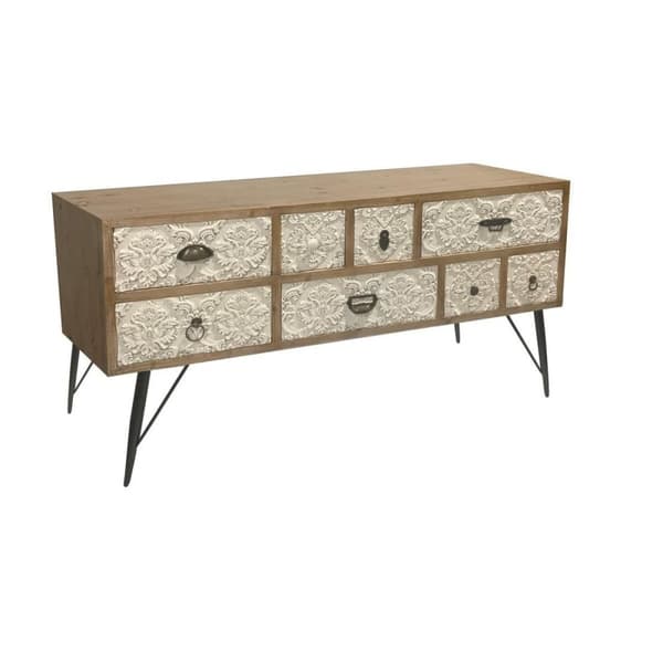 TV-møbler DKD Home Decor 120 x 40 x 61 cm Gran Naturell Metall Hvit
