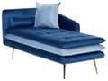 Miniatyrbilde 4 av 10: Sjeselong Blå Fløyel Metallben Venstrevendt Tuftet Puter Dekorativ Moderne Glam Stue Daybed