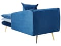 Miniatyrbilde 5 av 10: Sjeselong Blå Fløyel Metallben Venstrevendt Tuftet Puter Dekorativ Moderne Glam Stue Daybed