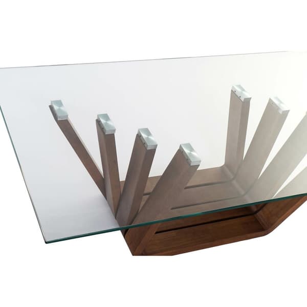Soffbord DKD Home Decor Glas Valnöt Aluminium 130 x 70 x 42 cm