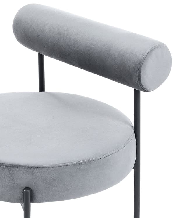 Armløs Stol Grå Fløyelspolstring Rundt Sete Rullestol Vintage-Design Svart Metallramme