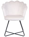 Miniatyrbilde 4 av 8: Armløs stol Off-white Fløyelspolstring Vintage Klassisk design Svart metallramme