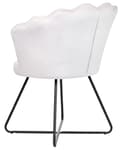 Miniatyrbilde 6 av 8: Armløs stol Off-white Fløyelspolstring Vintage Klassisk design Svart metallramme