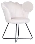 Miniatyrbilde 1 av 8: Armløs stol Off-white Fløyelspolstring Vintage Klassisk design Svart metallramme