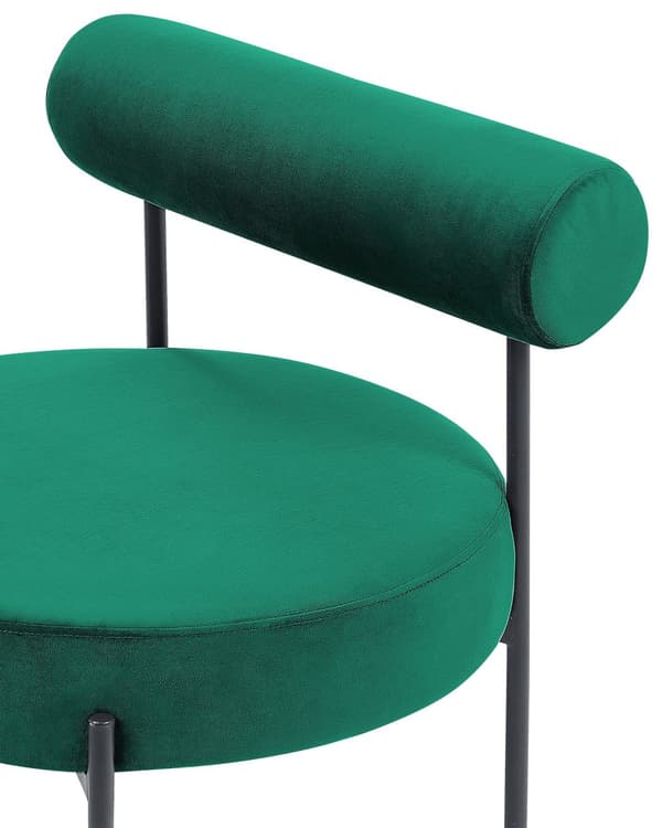 Armløs Stol Smaragdgrønn Fløyelspolstring Rundt Sete Rullestol Vintage-Design Svart Metallramme
