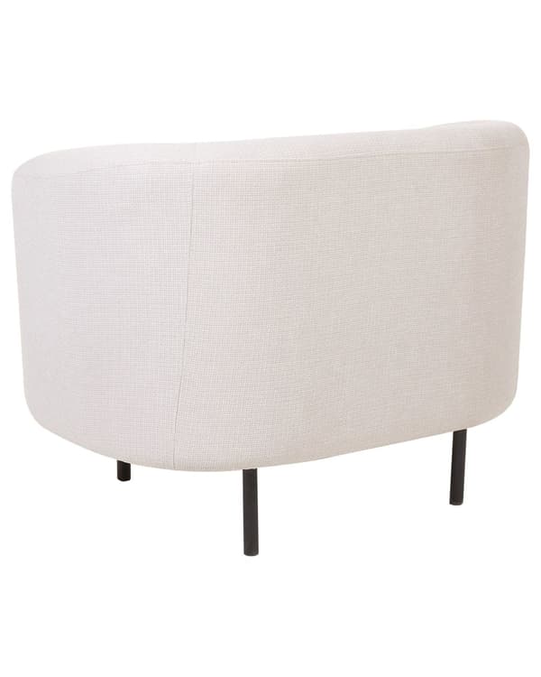 Nojatuoli beige kangas verhoiltu mustat rautajalat kaareva perinteinen glamour tyyli