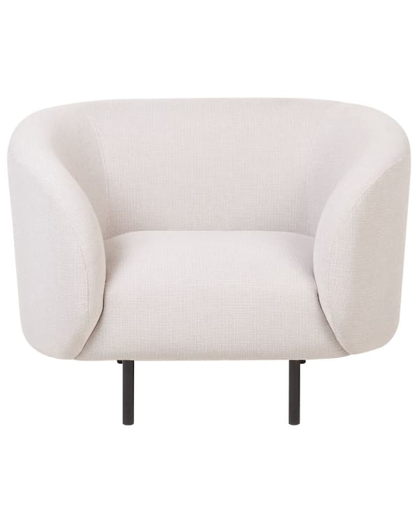 Fåtölj Beige och Svart Polyestertyg Mjuk Nubby Svarta Ben Retro Glam Art Deco Design