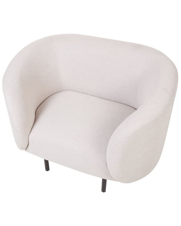 Fåtölj Beige och Svart Polyestertyg Mjuk Nubby Svarta Ben Retro Glam Art Deco Design
