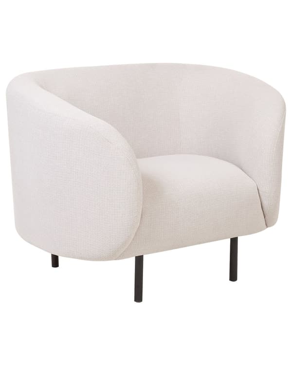 Fåtölj Beige och Svart Polyestertyg Mjuk Nubby Svarta Ben Retro Glam Art Deco Design