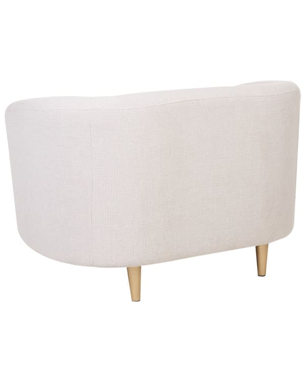 Fåtölj Beige Polyestertyg Mjuk Nubby Guldben Retro Glam Art Deco Design