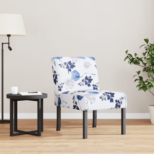 vidaXL stol med blomstermønster stof blå