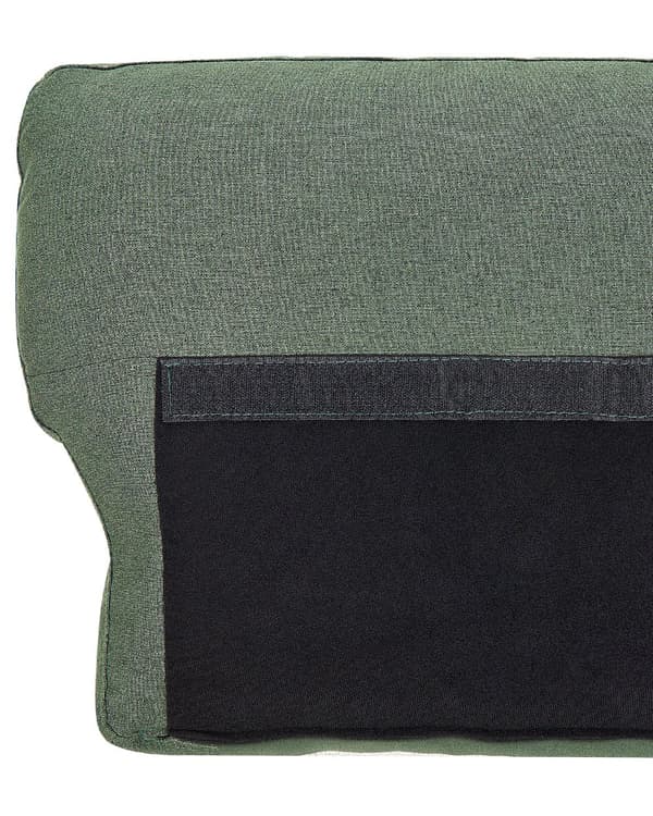 Nojatuoli vihreä kangasverhoilu mustat rautajalat puurunko irrotettavat päälliset retro olohuoneeseen
