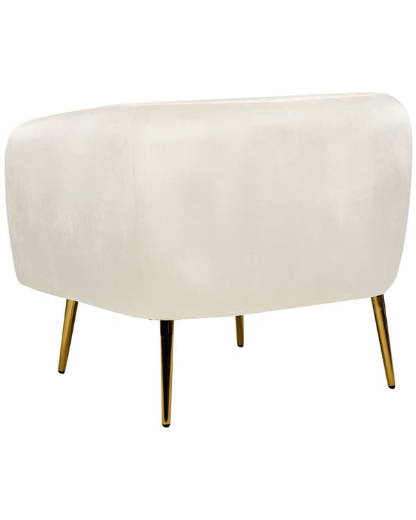 Lænestol Creme Beige Velour Gylden Metalramme Rund Ryg Glamourøs Stil