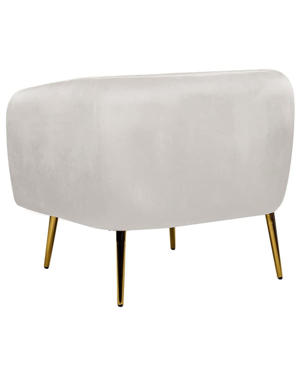 Fåtölj Ljusgrå sammet Gyllene metallram Rund rygg Glam Style