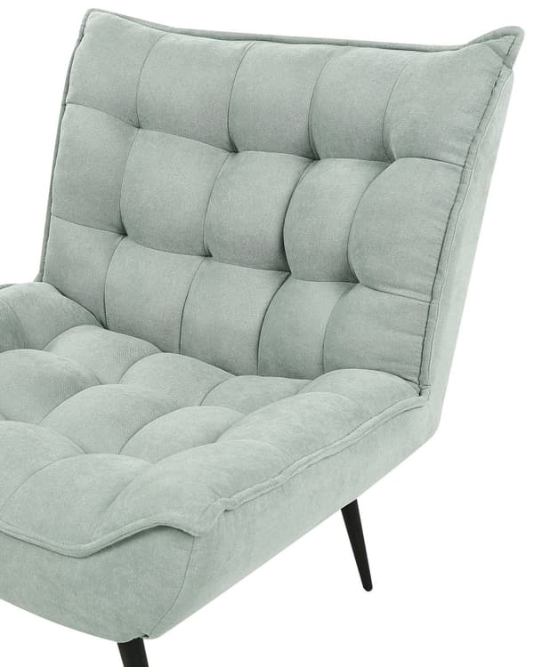 Lænestol Mintgrøn Polyester Stof Stuestol Uden Armlæn til Stuen Bred Hvilestol Polstret Moderne Design Møbel