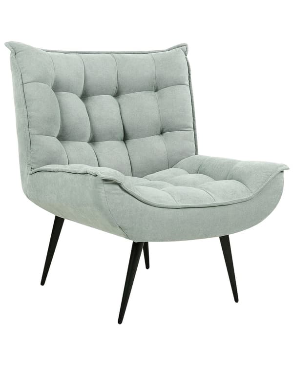 Lænestol Mintgrøn Polyester Stof Stuestol Uden Armlæn til Stuen Bred Hvilestol Polstret Moderne Design Møbel