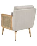 Miniatyrbillede 6 af 11: Lænestol Beige Polyester Stof Stuestol med Armlæn til Stuen Bred Hvilestol Fransk Rørflet Polstret Moderne Design Møbel